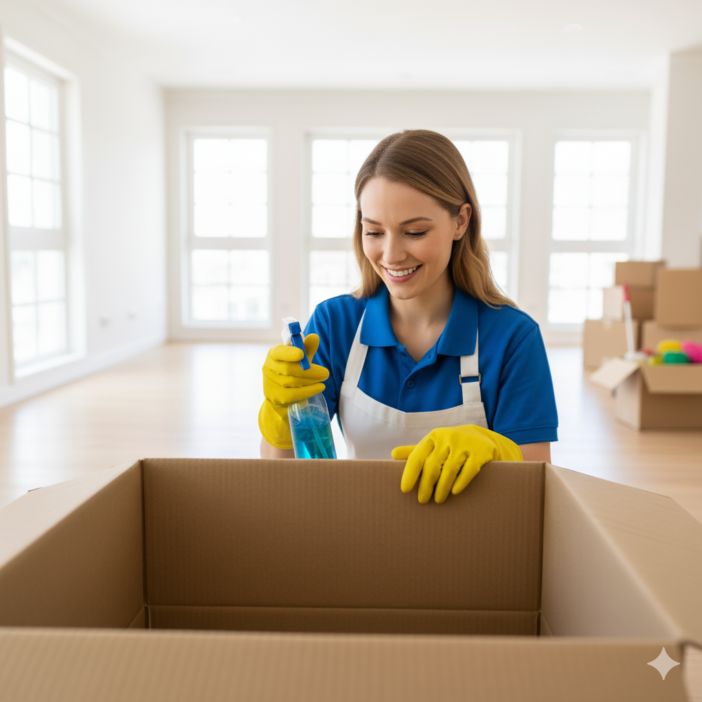 Professional cleaner preparing home for move-in or move-out — top-to-bottom cleaning service in Chicago by Clean Bean.
